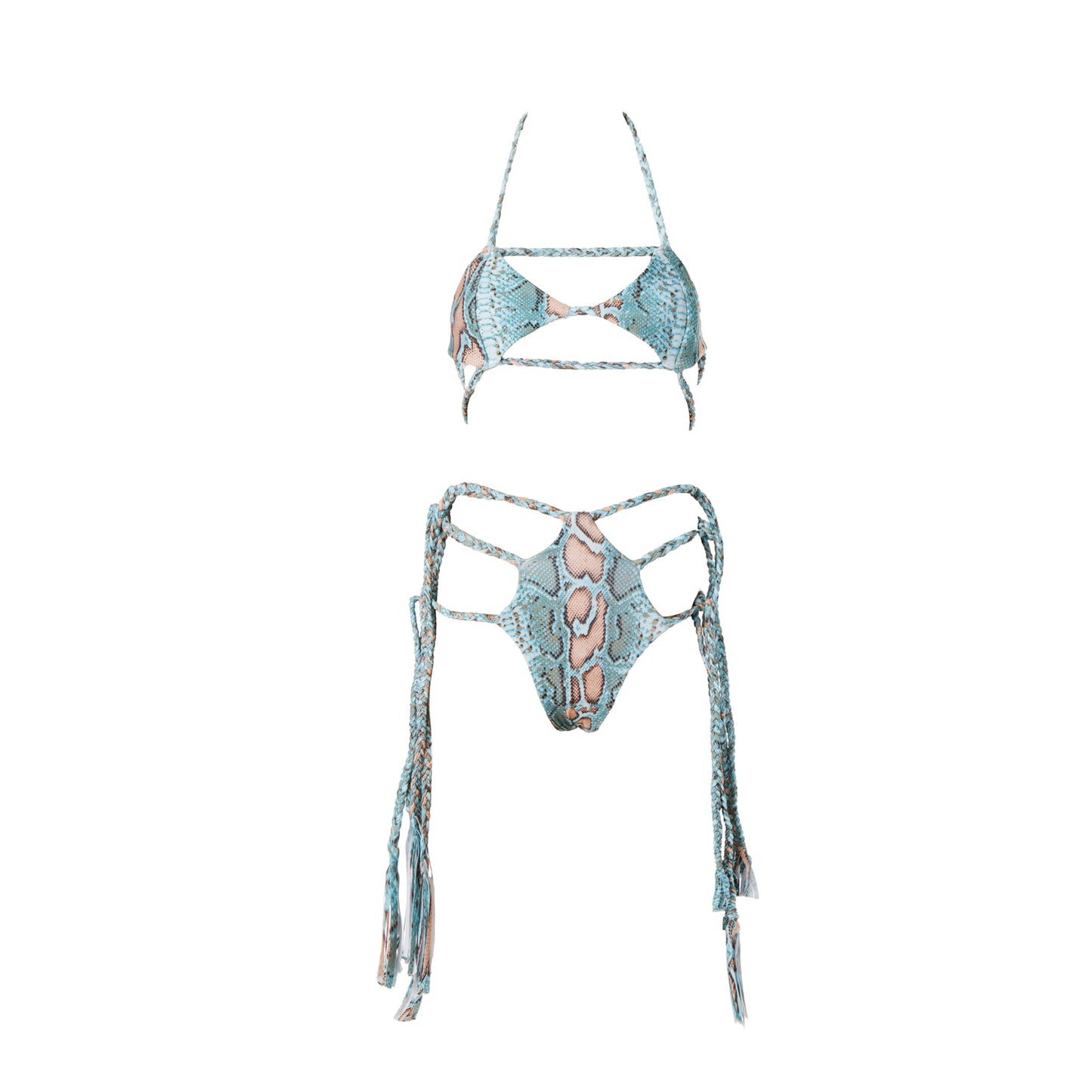 LA SIRENA BRAIDED BIKINI BOTTOM BLUE SNAKE