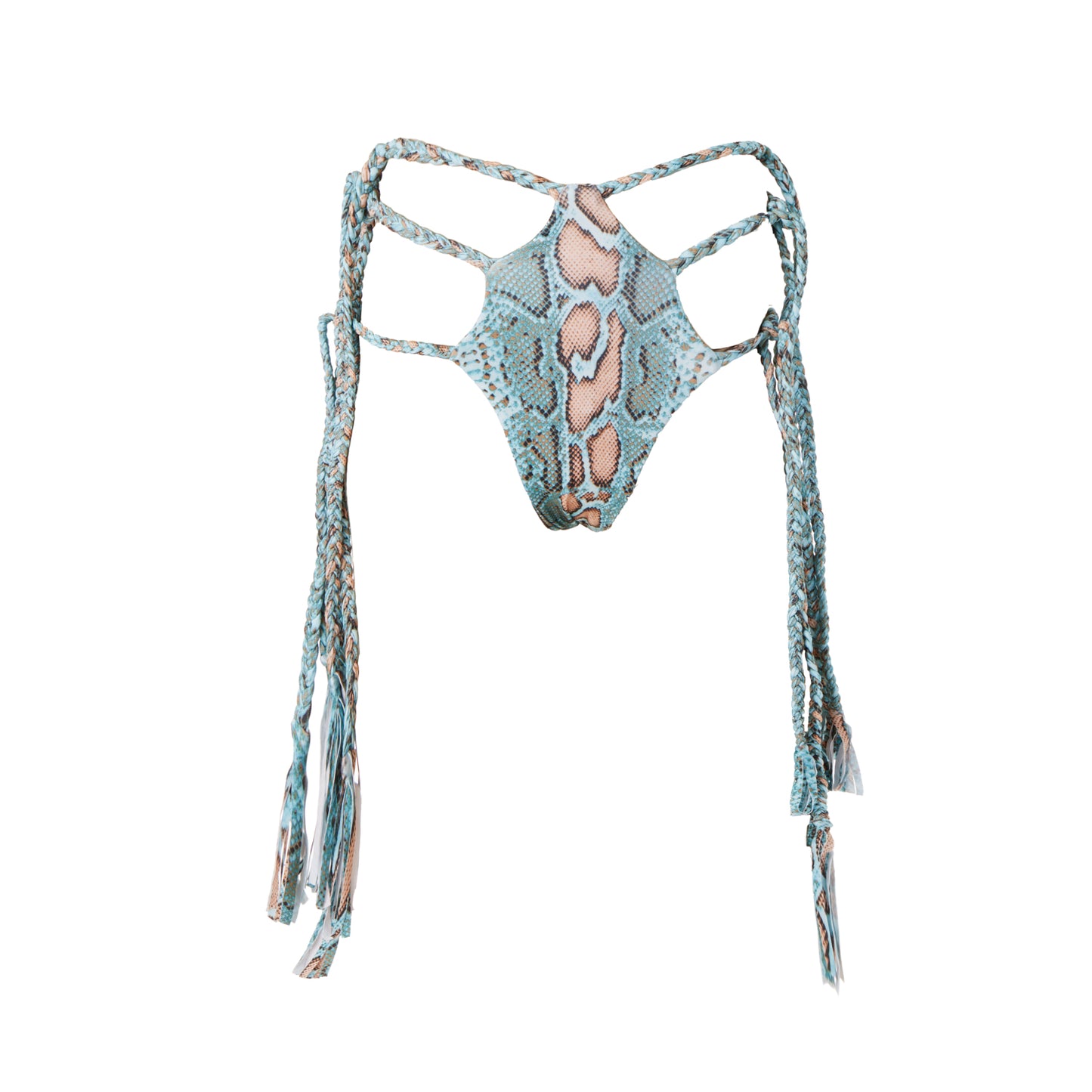 LA SIRENA BRAIDED BIKINI BOTTOM BLUE SNAKE