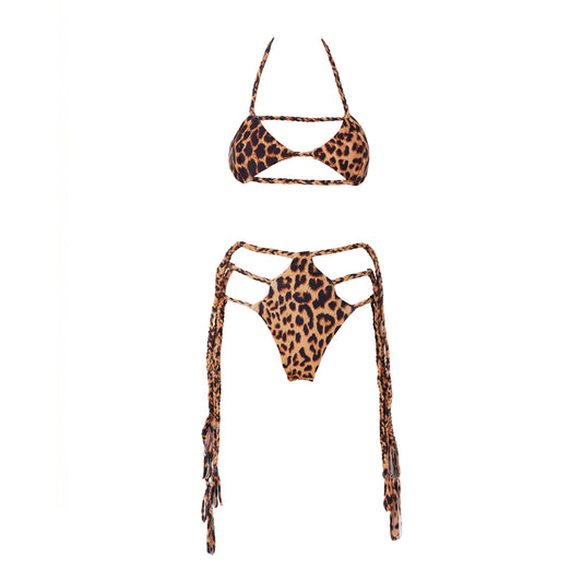 LA SIRENA BRAIDED BIKINI TOP LEOPARD